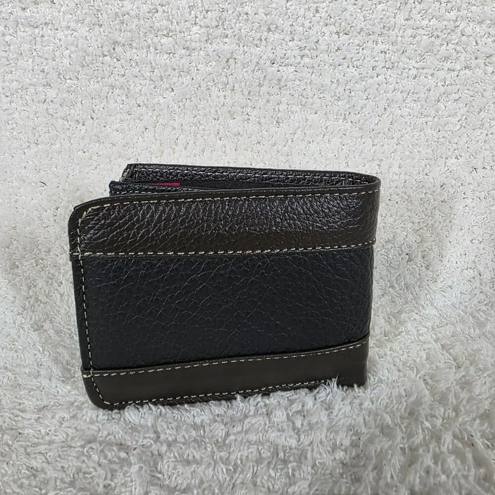 Men's Genuine Leather Bi-Fold Wallet Brown & Black Design Made in Mexico